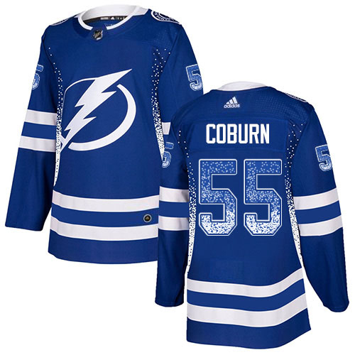 Adidas Tampa Bay Lightning Men 55 Braydon Coburn Blue Home Authentic Drift Fashion Stitched NHL Jersey